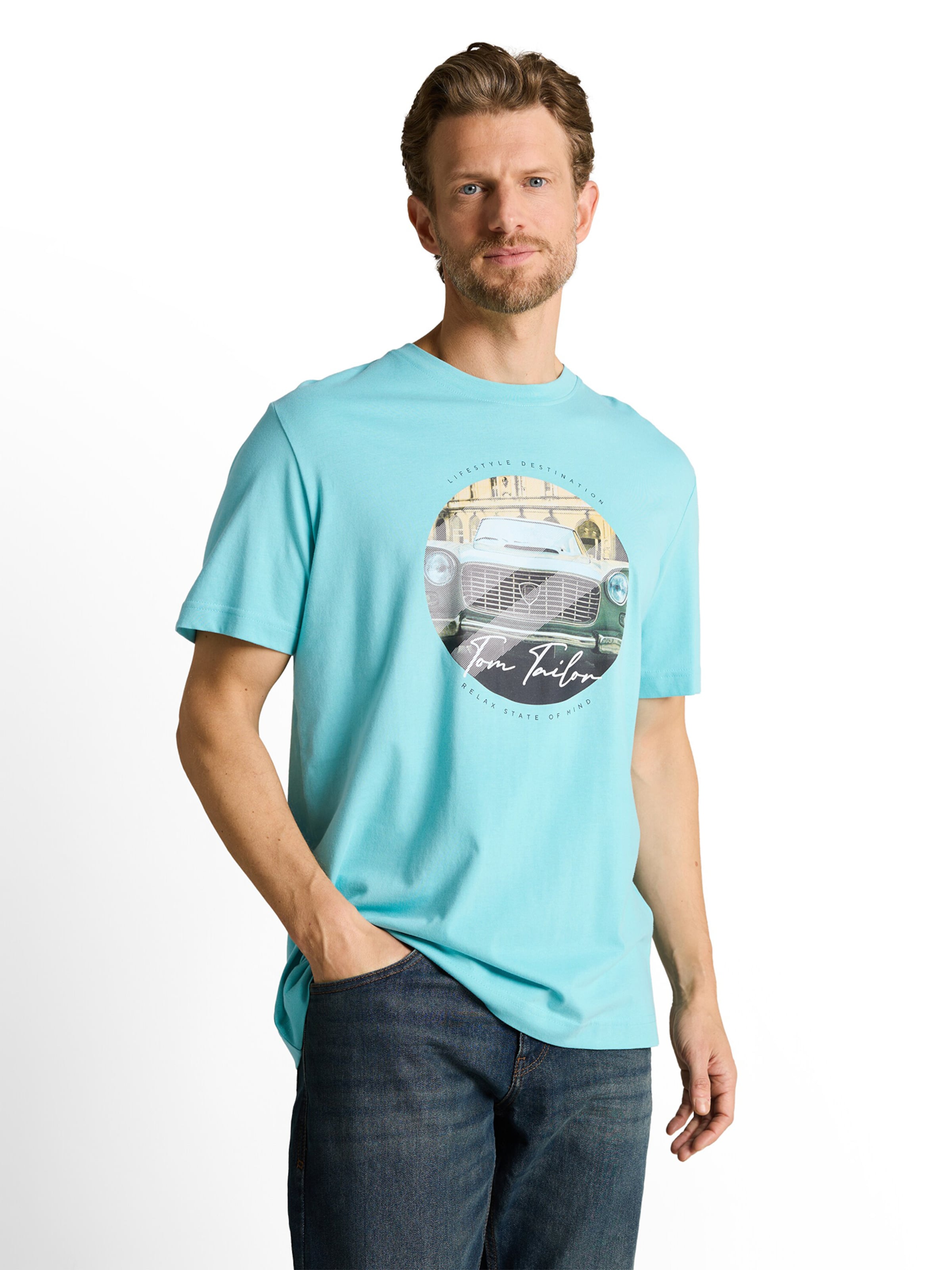 TOM TAILOR Тениска в синьо: отпред