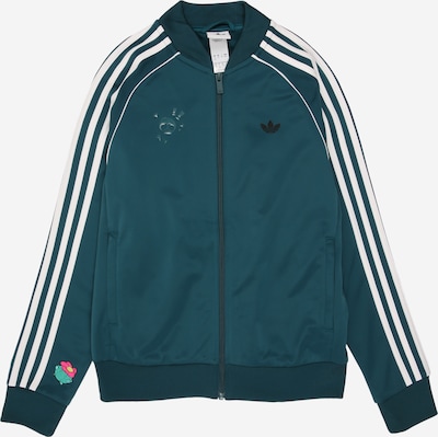 128 dydžio Demisezoninė striukė iš ADIDAS ORIGINALS, spalva – tamsiai žalia / balta, Prekių apžvalga