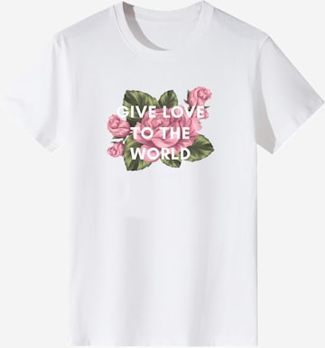 T-shirt 'Women Pink Rose Print T-Shirt' LapaPlus en blanc : devant