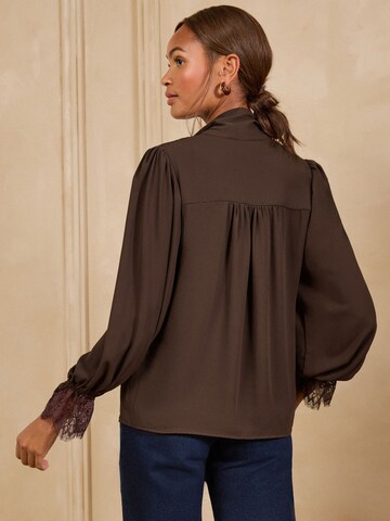 Chemisier love & roses en marron