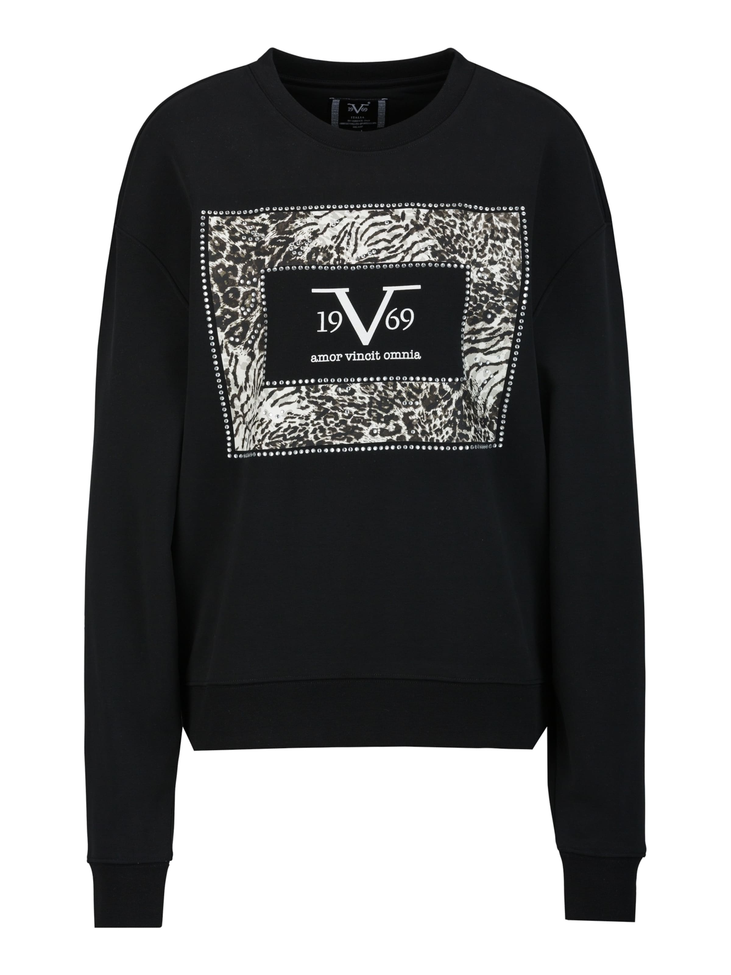 19V69 ITALIA Sweatshirt ' SINJA EMBELLISH ' in Black: front