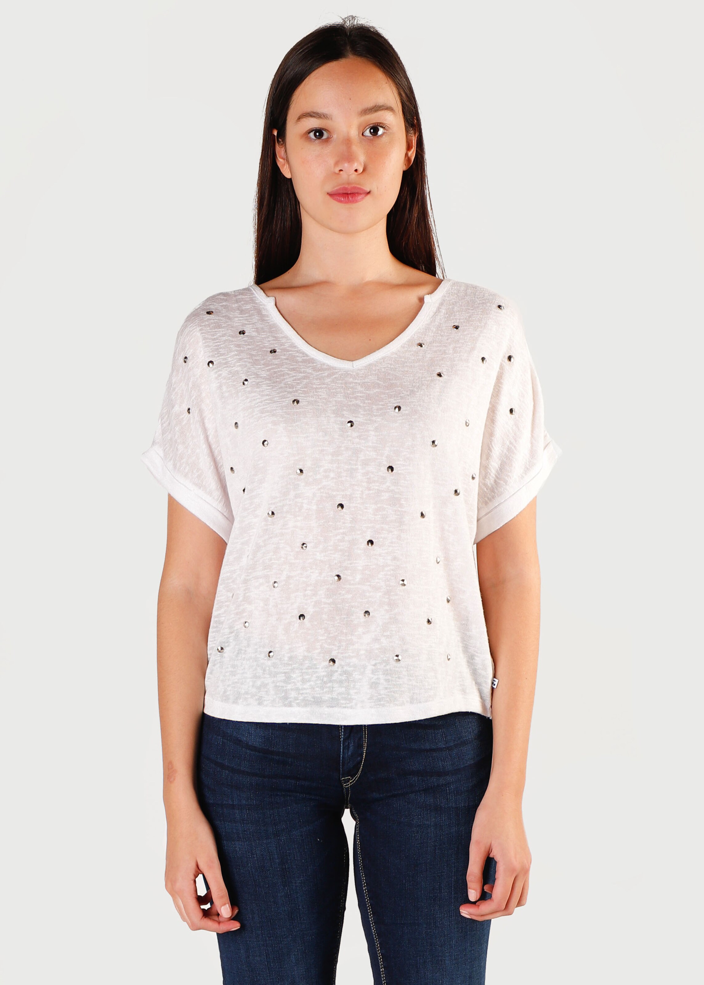 Frauen Shirts & Tops Le Temps Des Cerises V-Shirt 'BOTA' in Weiß - LL97525
