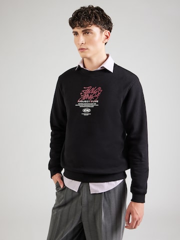 JACK & JONESSweater majica 'JCOSCRIPTURE' - crna boja: prednji dio