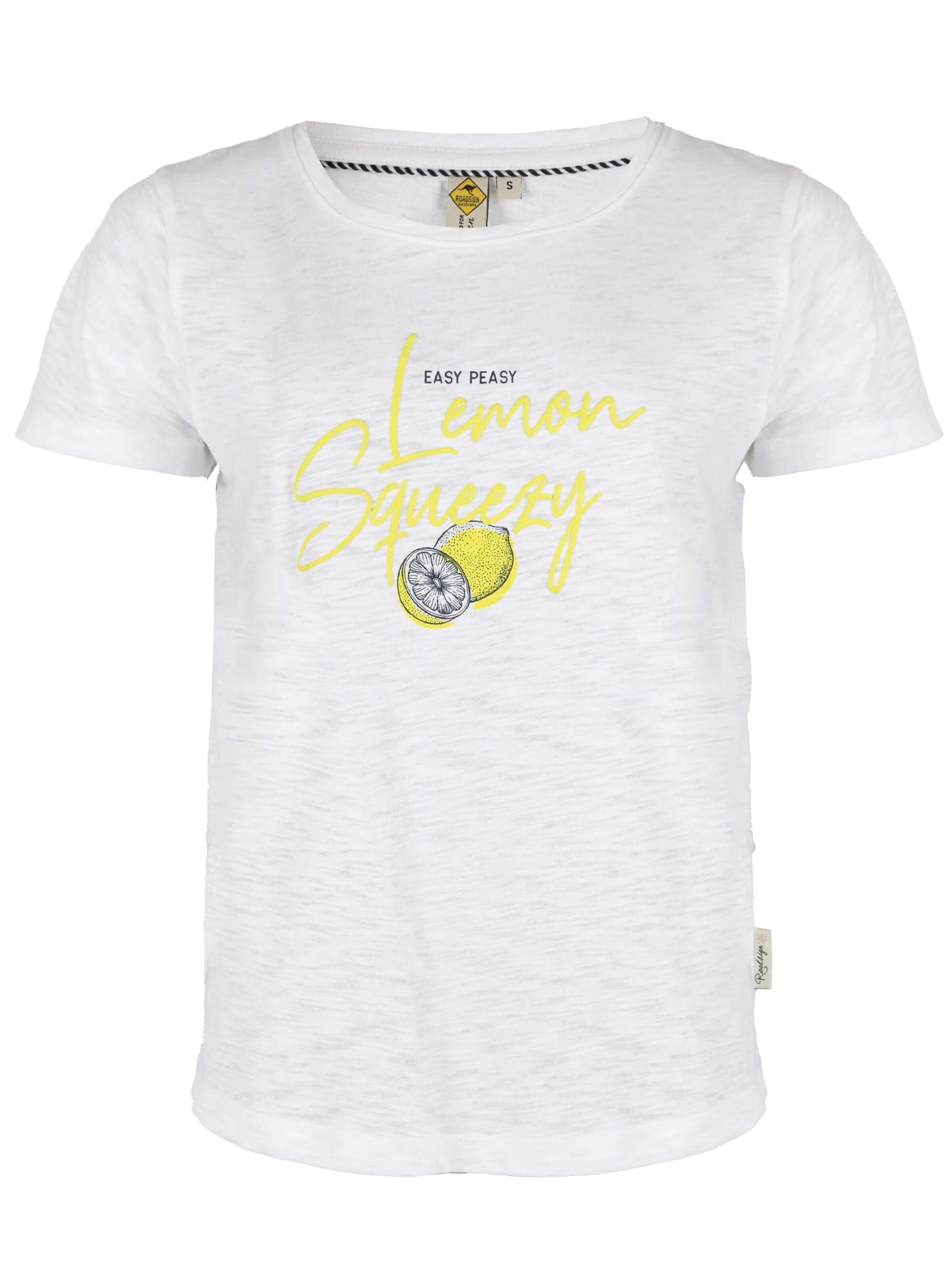 ROADSIGN australia Shirt 'T-Shirt Lemon mit Zitronenprint aus reiner Baumwolle, luftig für warme Tage' in White: front