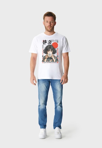 Oldskull Shirt 'Asian Tea Time Kimono Graphic' in White
