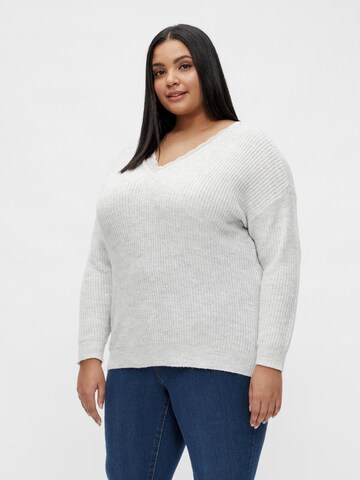 Vila Curve Sweater 'Glacy' in Grey: front