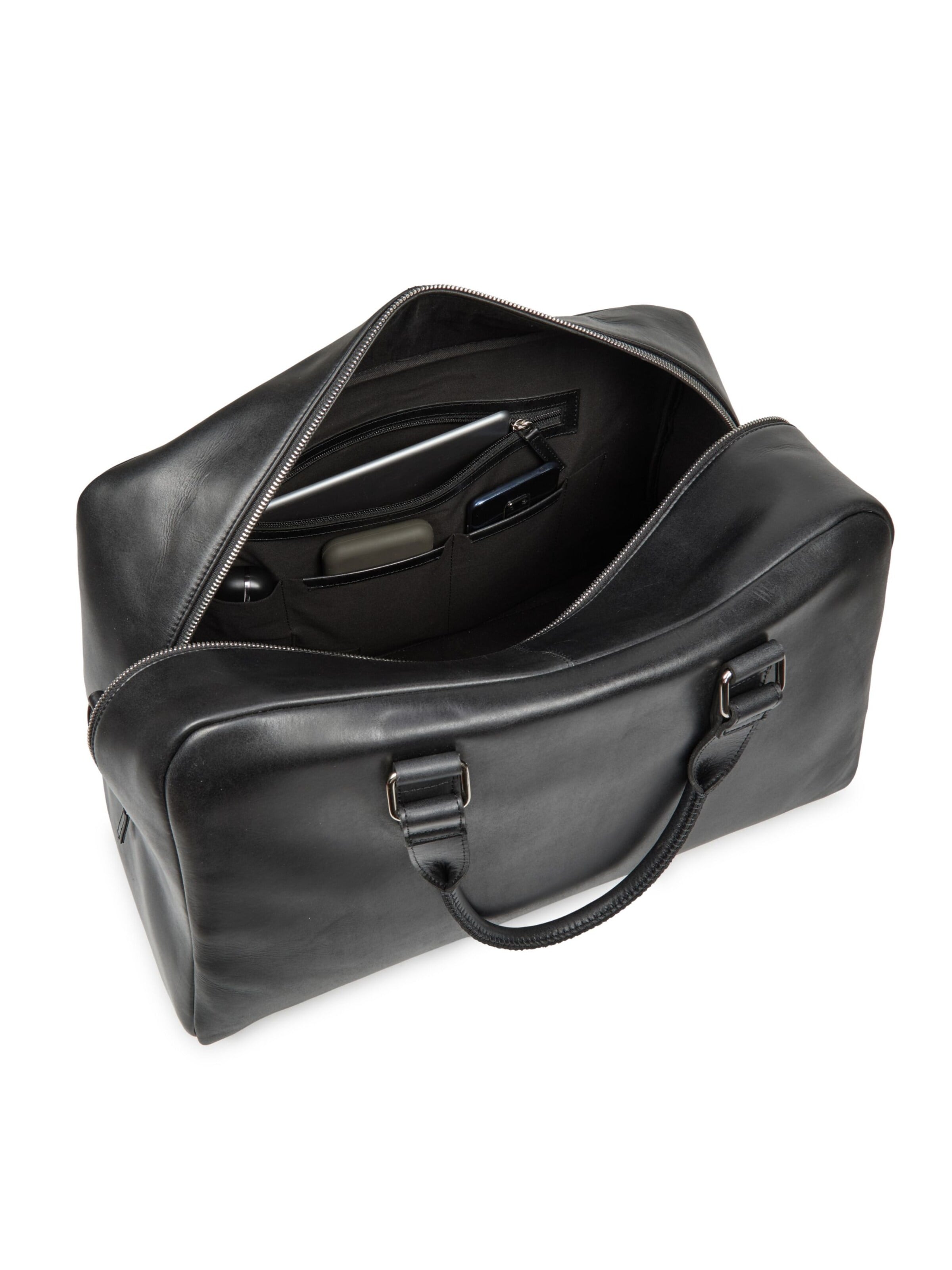 NEGOTIA Leather Weekender 'Valen' in Black