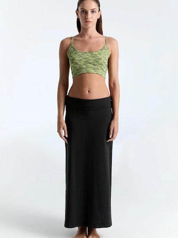 Leela COTTON Skirt 'Damen Bio-Baumwoll-Maxirock mit Schlitzen' in Black