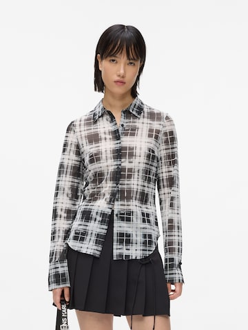 juoda KARL LAGERFELD JEANS Palaidinė 'Check Mesh': priekis