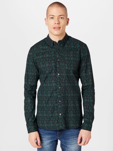 Petrol Industries Regular fit Button Up Shirt in Green: front