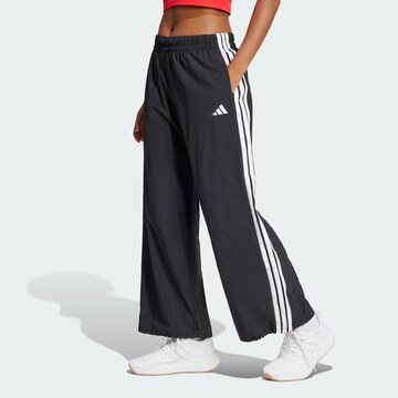 ADIDAS SPORTSWEAR Szeroka nogawka Spodnie sportowe 'Essentials' w kolorze czarny: przód
