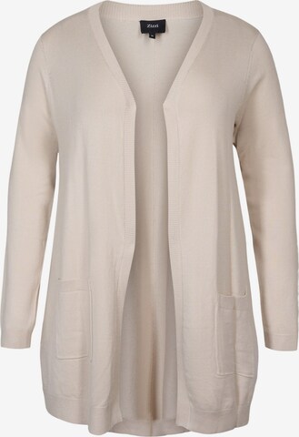 Zizzi Gebreid vest 'MCARRIE' in Beige: voorkant