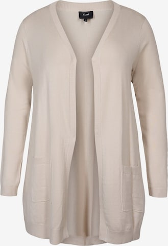 Zizzi Gebreid vest 'MCARRIE' in Beige: voorkant