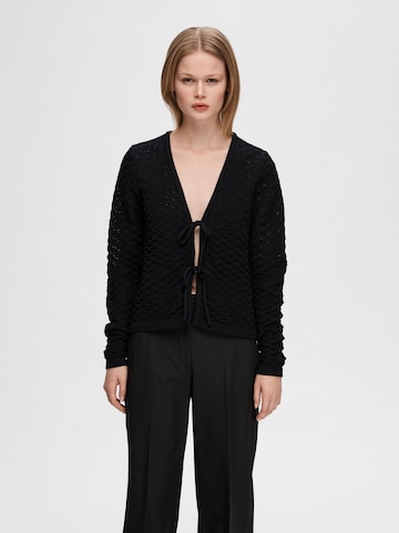SELECTED FEMME Knit Cardigan in Black: front