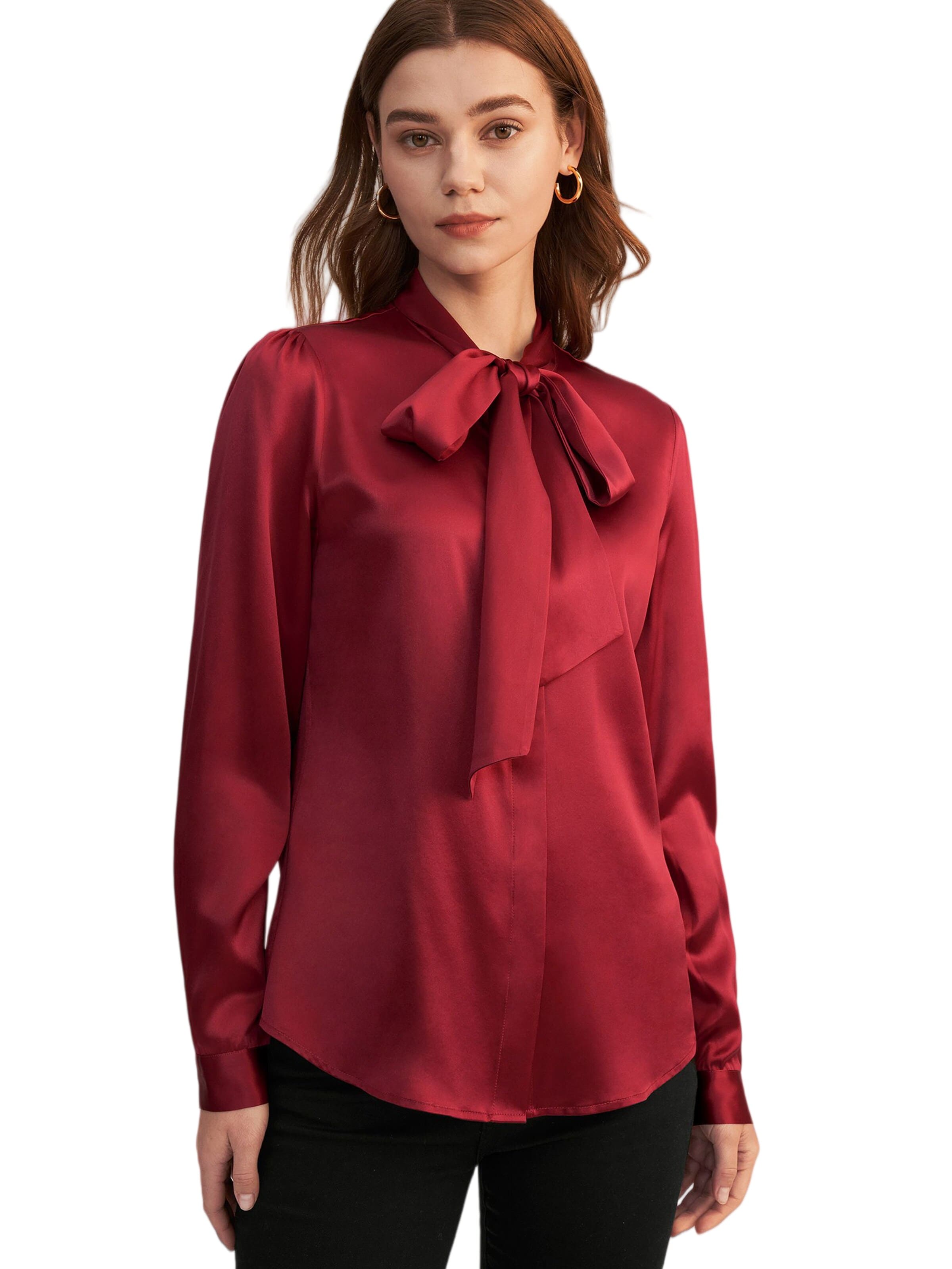 Lilysilk - Blusa 'LILYSILK Seidenbluse mit Schleife' en rojo: frente
