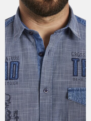 Jan Vanderstorm Comfort fit Button Up Shirt ' Nattfari ' in Blue