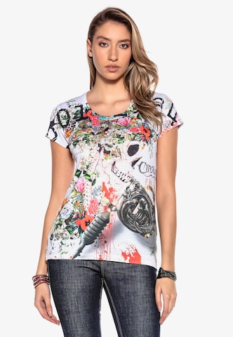 CIPO & BAXX T-Shirt 'Roses and Tats' in Mischfarben: predná strana