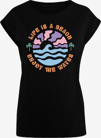 F4NT4STIC T-Shirt 'Life Is A Beach Enjoy The Waves' in Schwarz: Vorderseite