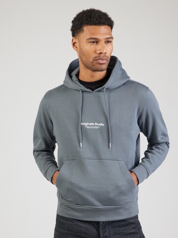 JACK & JONES Суичър 'JORVESTERBRO' в сиво: отпред