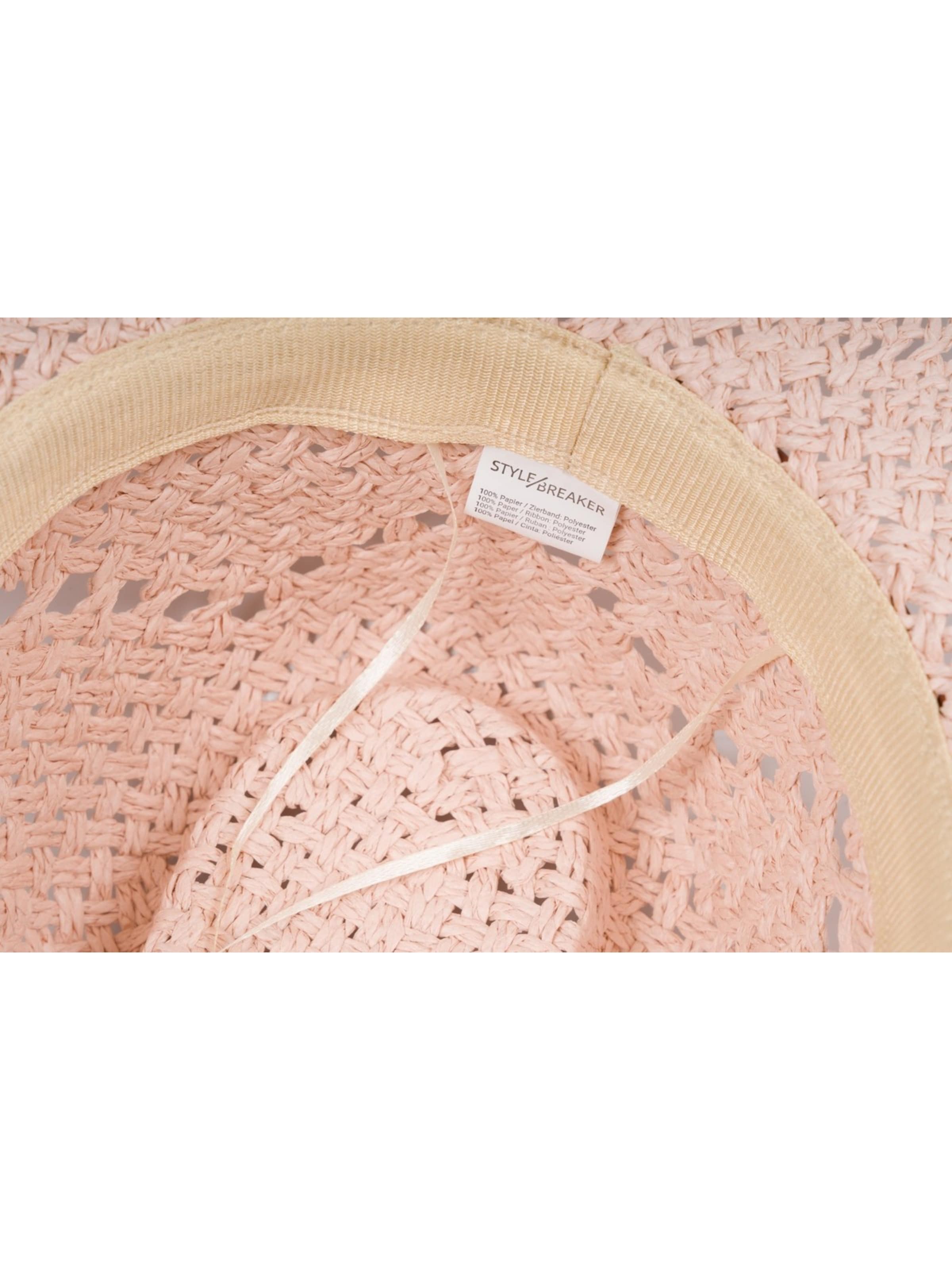 styleBREAKER Hut 'Panama Strohhut mit Stoff Zierband'‌‌‌‌‌‌‌‌‌ in Pink