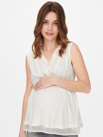 Only Maternity Blouse 'Mama' in Wit: voorkant