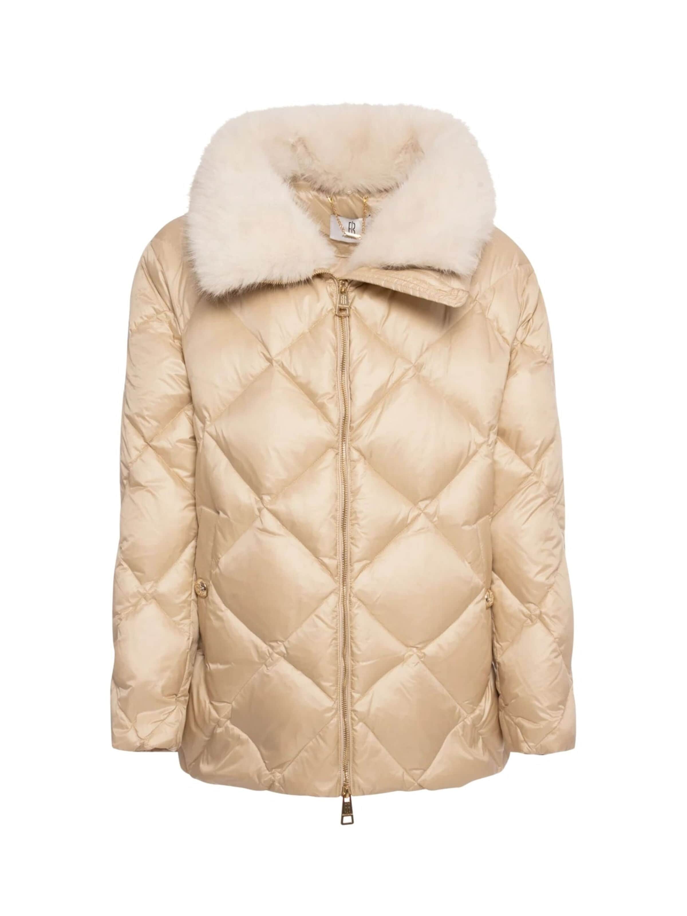 Fracomina Vinterjacka 'Quilted Down Jacket with Fur Collar' i beige: framsida