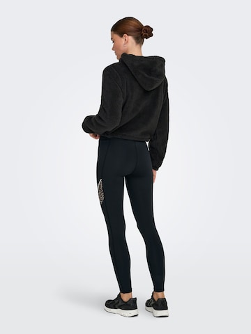 ONLY PLAY Athletic Fleece Jacket 'ONPCas-Fluf' in Black