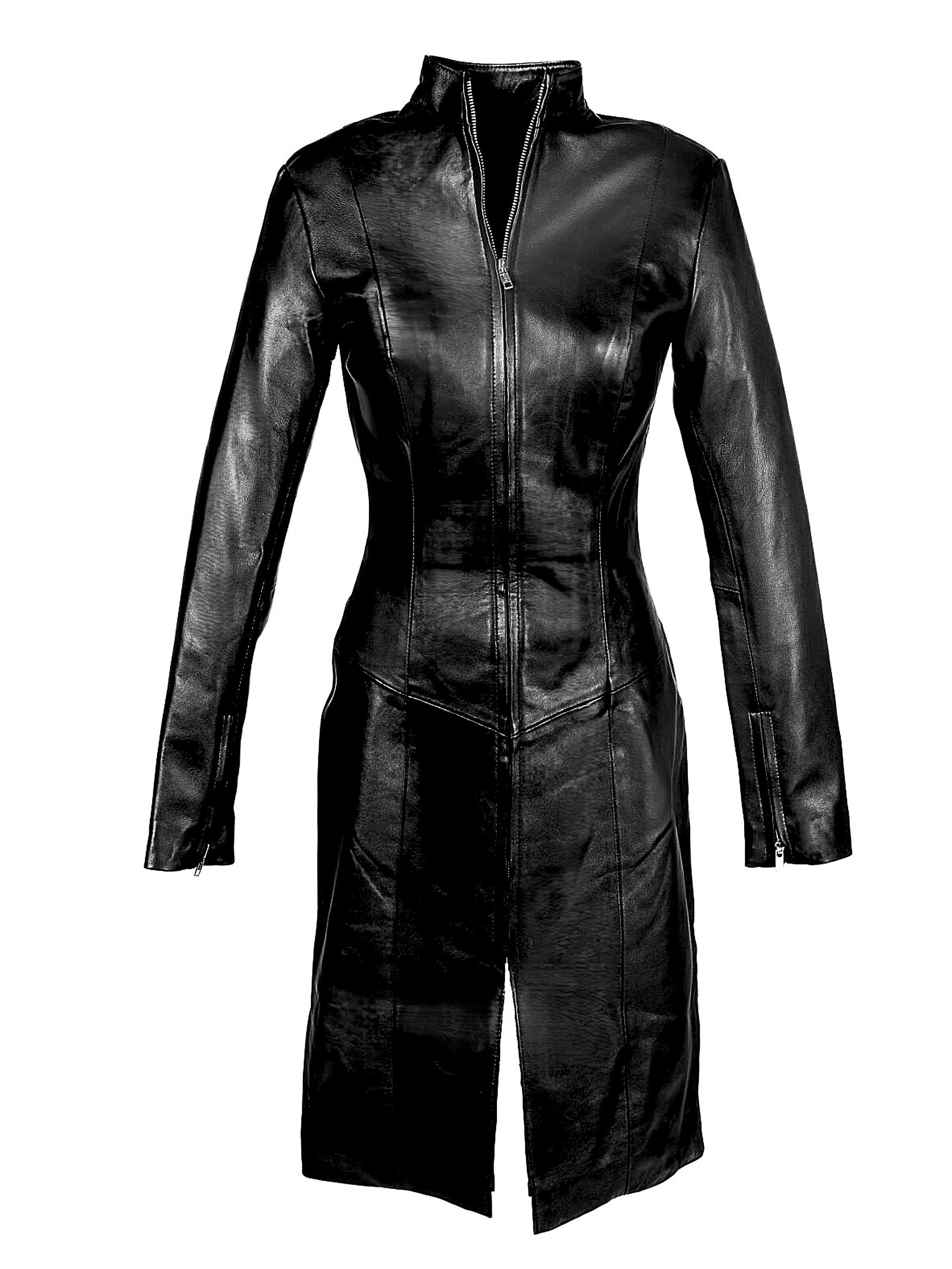 Be  Noble Between-seasons coat 'Ledermantel - Lederkleid aus ECHTLEDER mit Reißverschluss' in Black: front