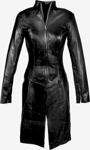 Manteau mi-saison 'Ledermantel - Lederkleid aus ECHTLEDER mit Reißverschluss' Be Noble en noir : devant