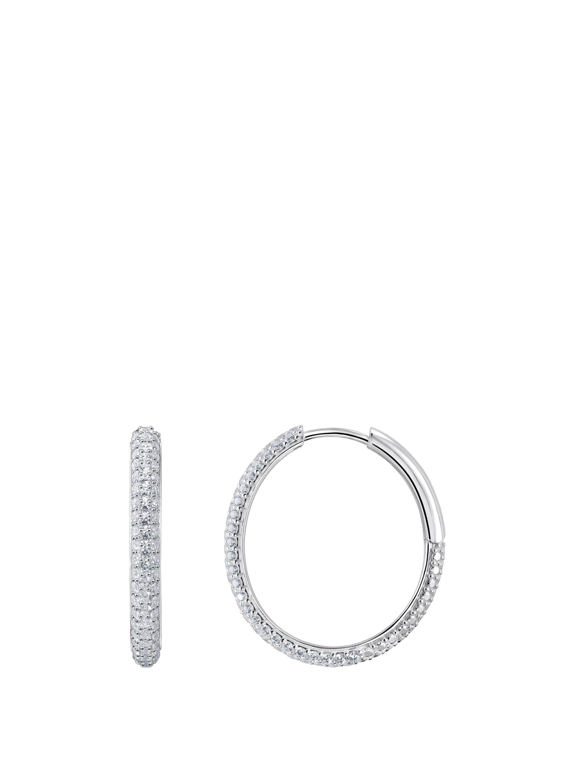 Boucles d'oreilles 'Creolen Weißer Zirkonia Groß Dünn' Thomas Sabo en argent : devant