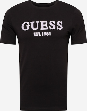 Tricou 'POINT' de la GUESS pe negru: față