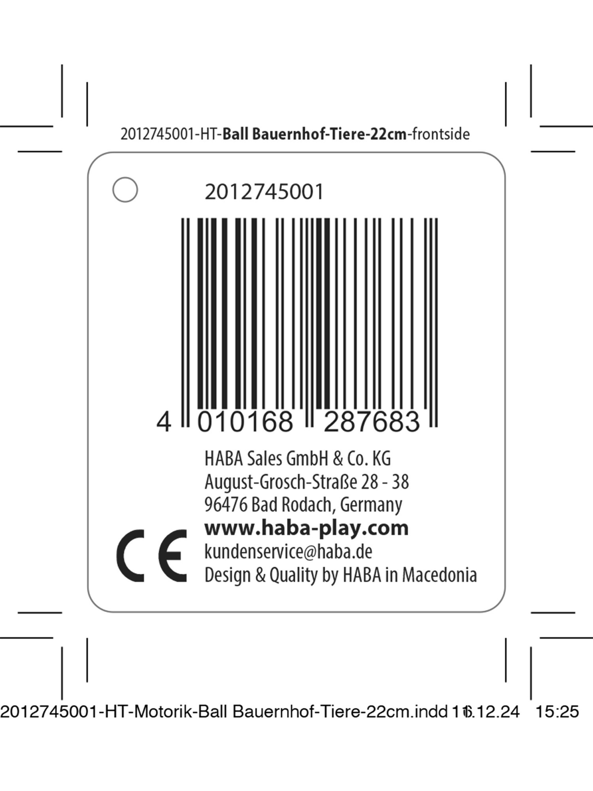 HABA Bal 'Bauernhof & Fahrzeuge' in Gemengde kleuren