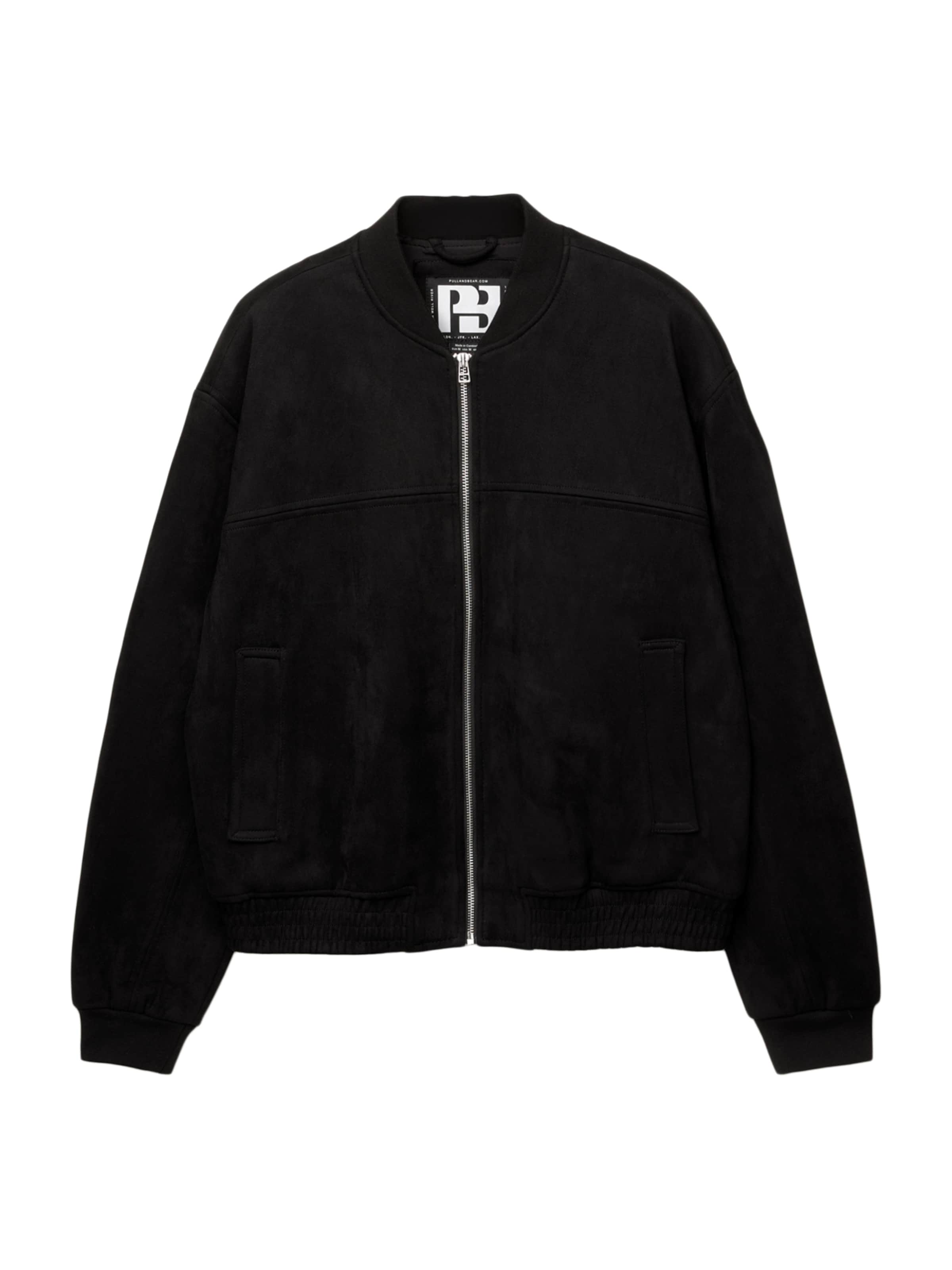 Pull&Bear Přechodná bunda – černá: přední strana