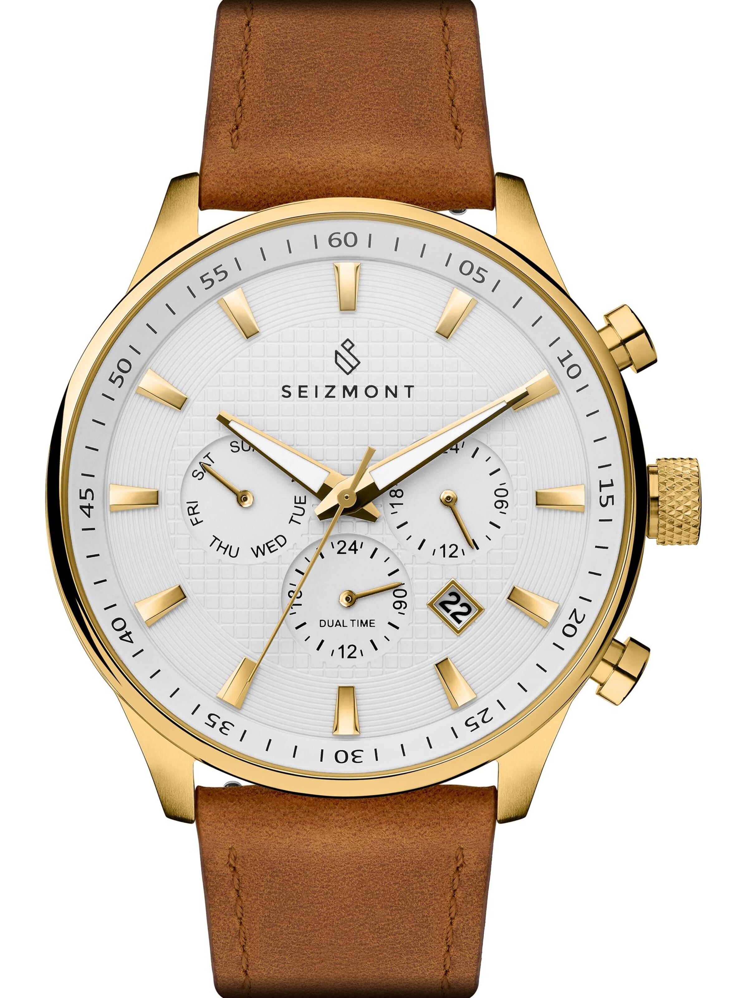 Seizmont Analog Watch 'Konrad' in Brown: front