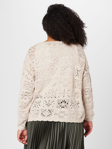 ONLY Curve Knit Cardigan 'BEACH LIFE' in Beige
