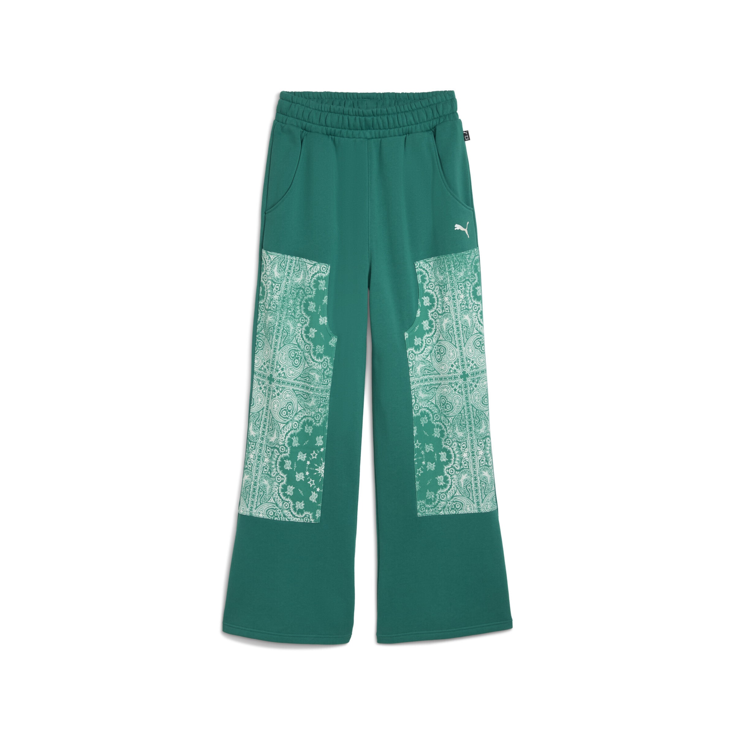 PUMA Wide leg Sportbroek 'Shooting Stars' in Groen: voorkant