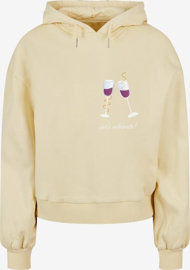Merchcode Sweat-shirt 'Let´s celebrate' en jaune pastel / mandarine / lie de vin / blanc cassé, Vue avec produit