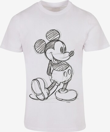 ABSOLUTE CULT Shirt 'Mickey Mouse - Sketch Kick' in White: front