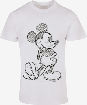 ABSOLUTE CULT T-Shirt  'Mickey Mouse - Sketch Kick' in Weiß: predná strana