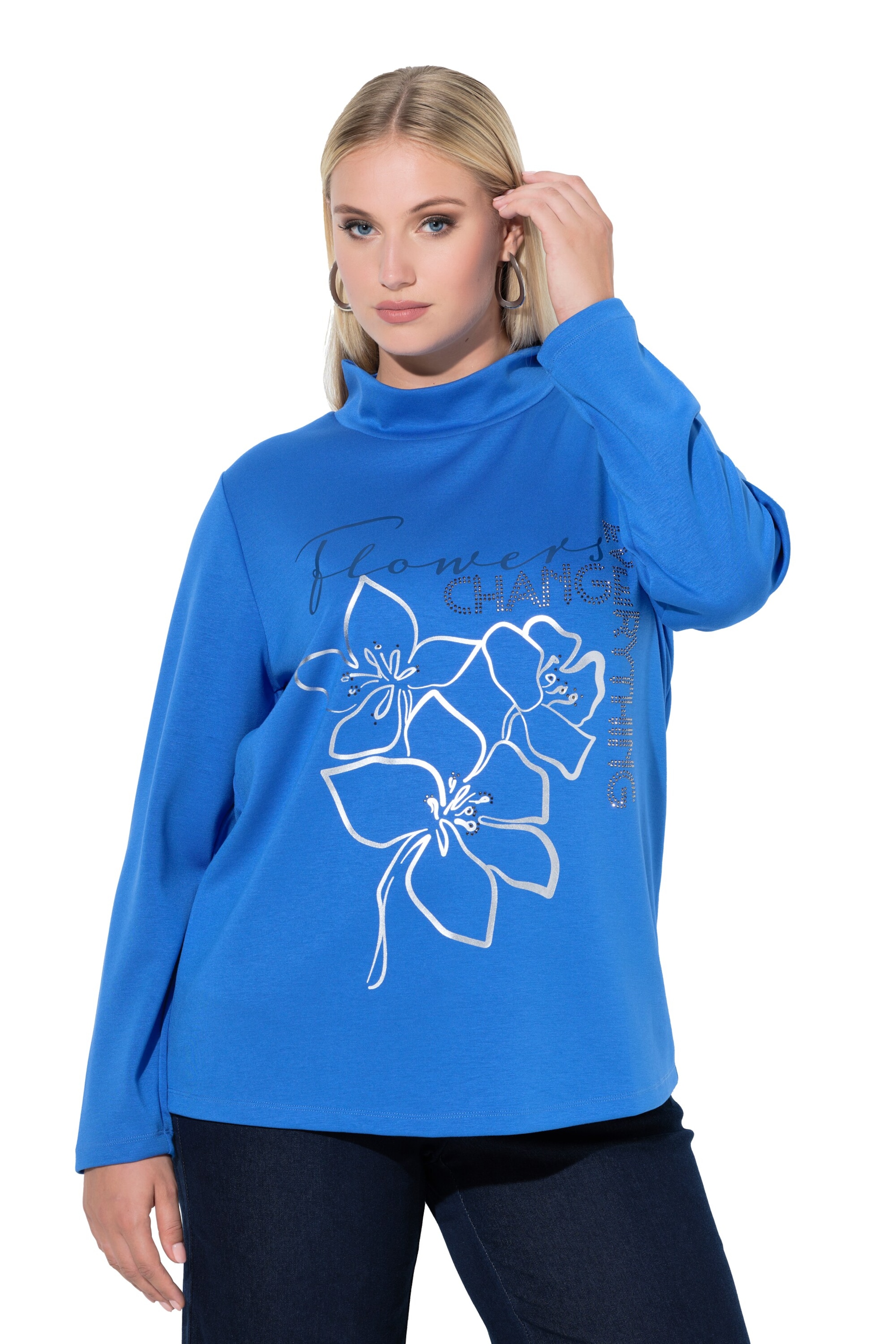 Ulla Popken Sweatshirt in Blauw: voorkant