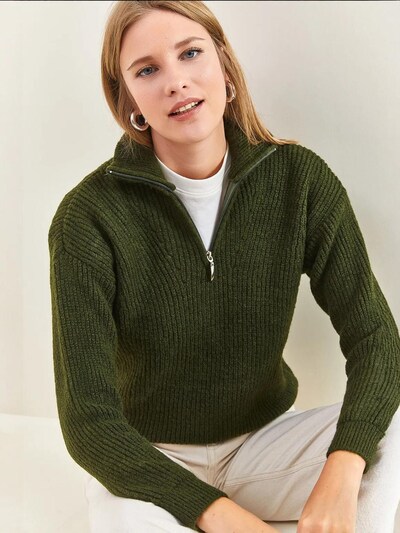 Bianco Lucci Pull-over 'Pullover' en S-M en kaki, Vue avec produit