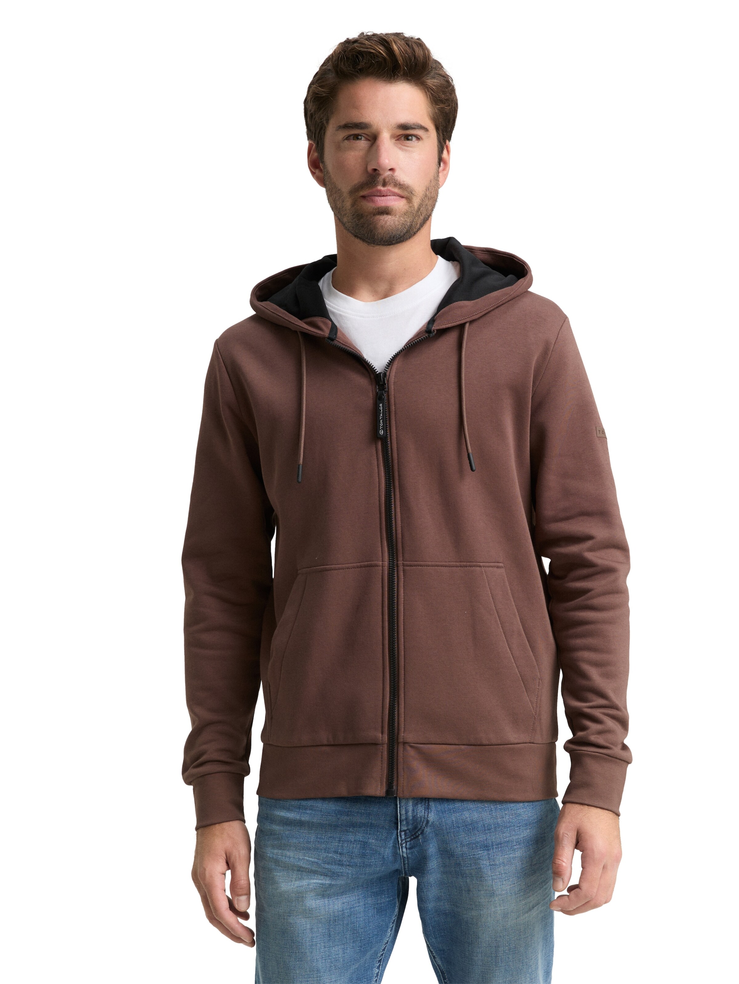 TOM TAILOR Sweatjacke in Braun: Vorderseite