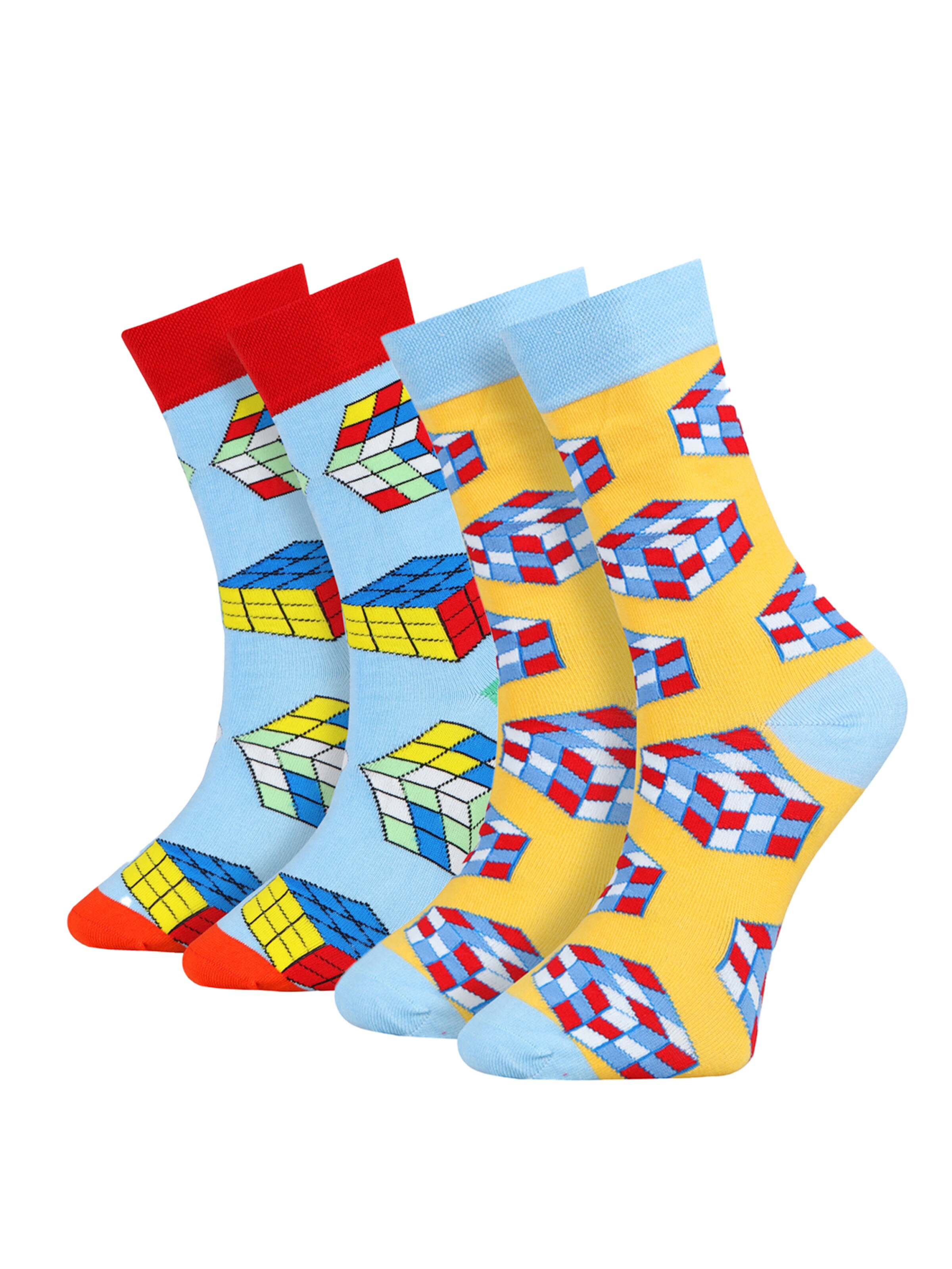 Crea Socks Sokken 'Zauberwürfel' in Geel