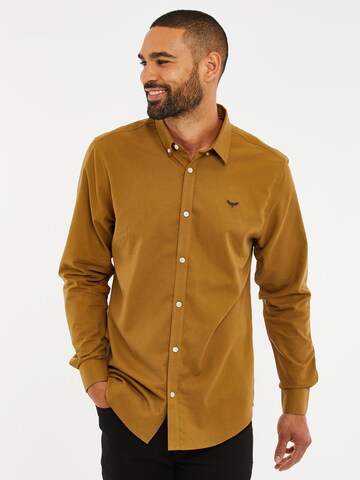 Threadbare Regular fit Overhemd 'Beacon' in Bruin: voorkant