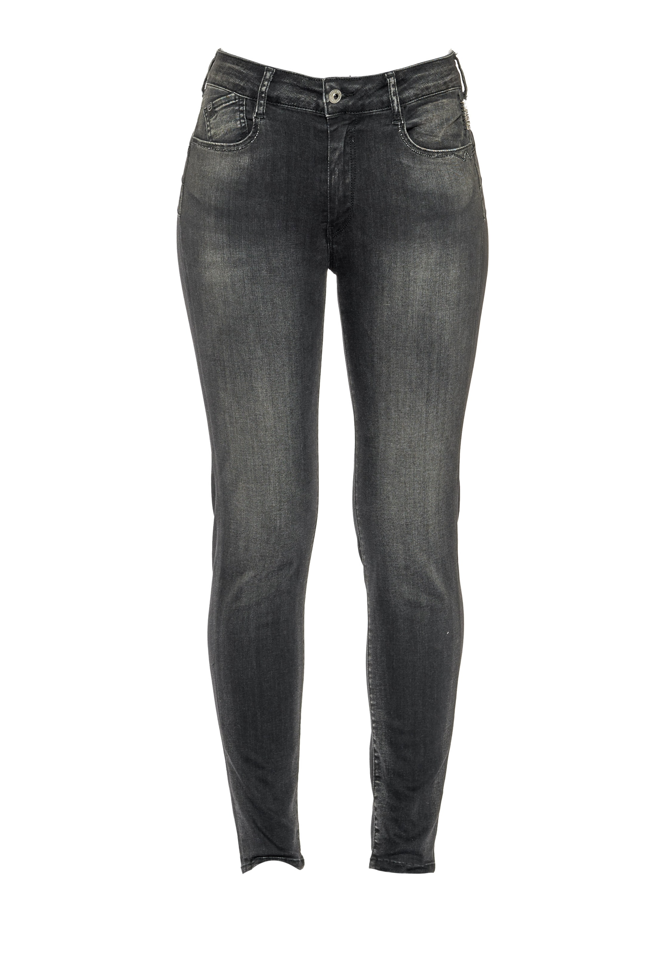 Le Temps Des Cerises Slimfit Jeans 'Pulphigc' in Zwart: voorkant