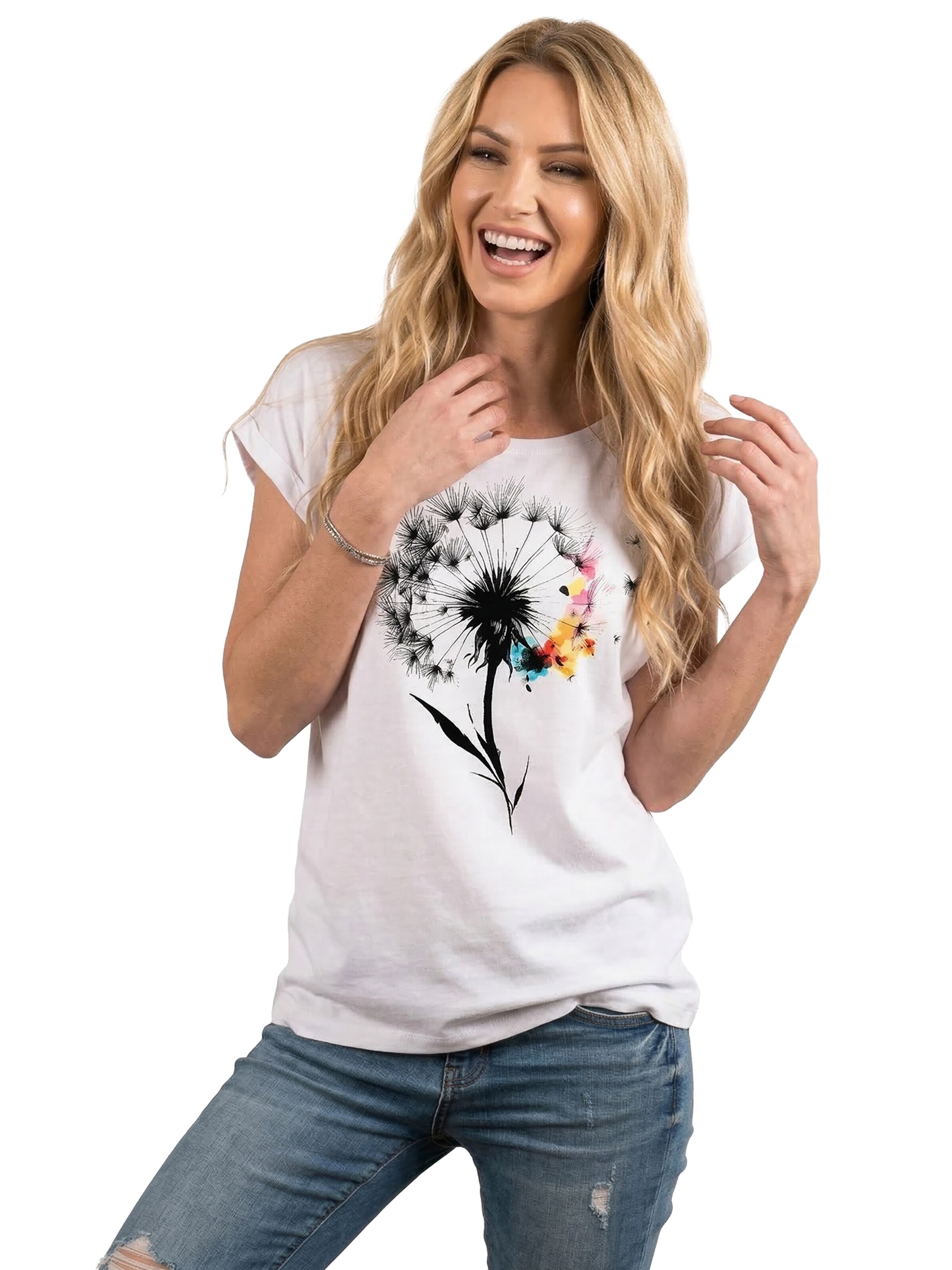MAKAYA Shirt 'Pusteblume' in White