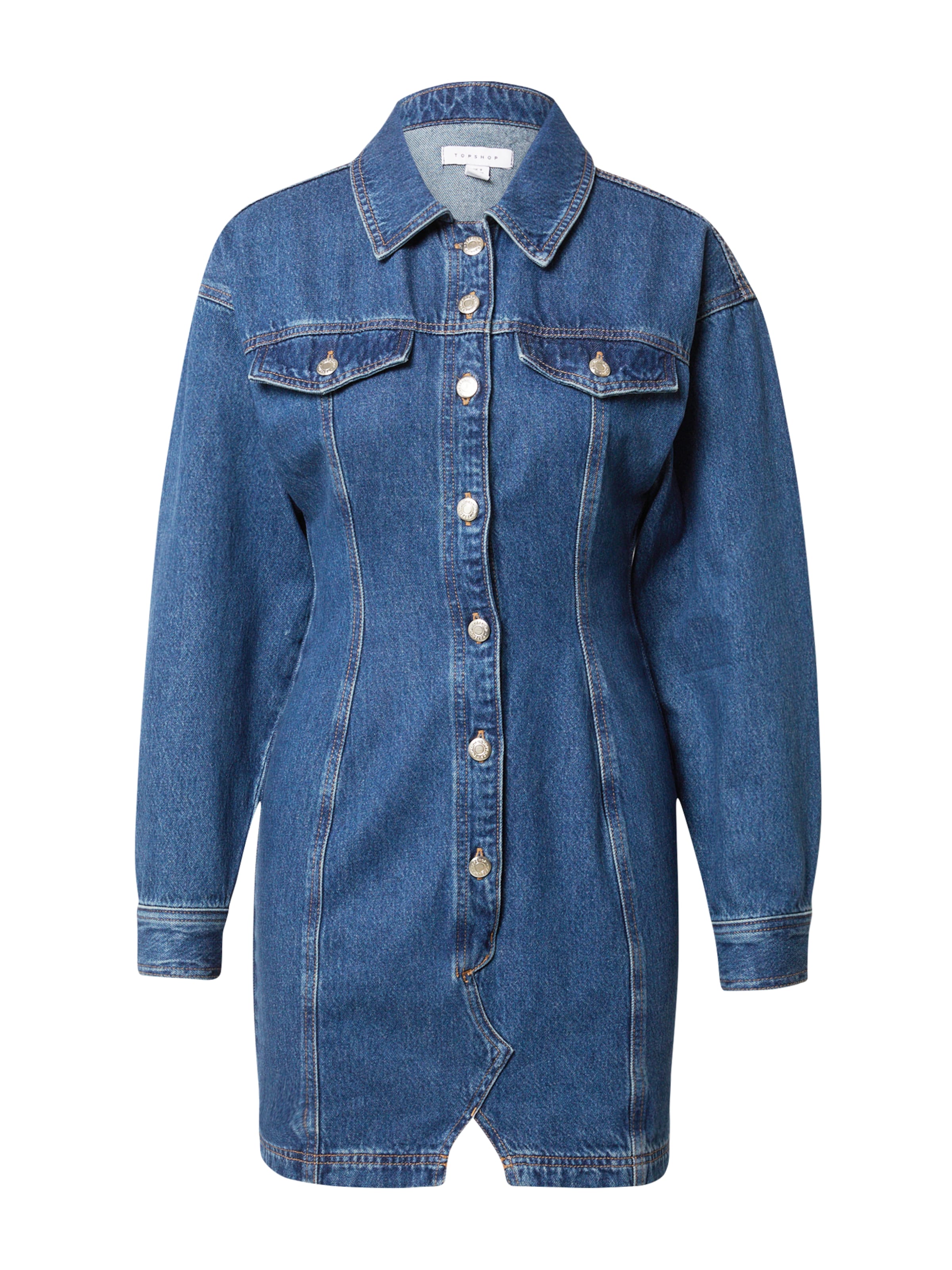 TOPSHOP Платье-рубашка в Синий: спереди