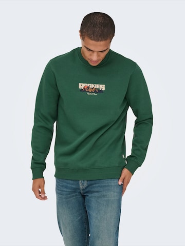 Only & Sons Sweatshirt 'ONSCONNOR' in Green: front