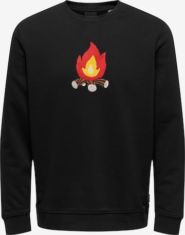 Only & Sons Sweatshirt 'OLIVER' in Zwart: voorkant