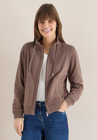 CECIL Zip-Up Hoodie in Brown: front